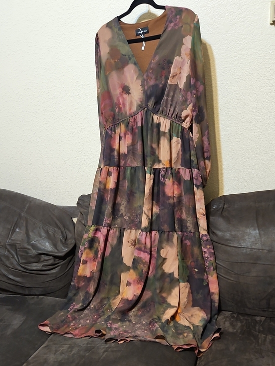 Isabel & Nina Dresses & Skirts - Boho Floral Tiered Maxi Dress in Dusty Rose and Olive by Unknown